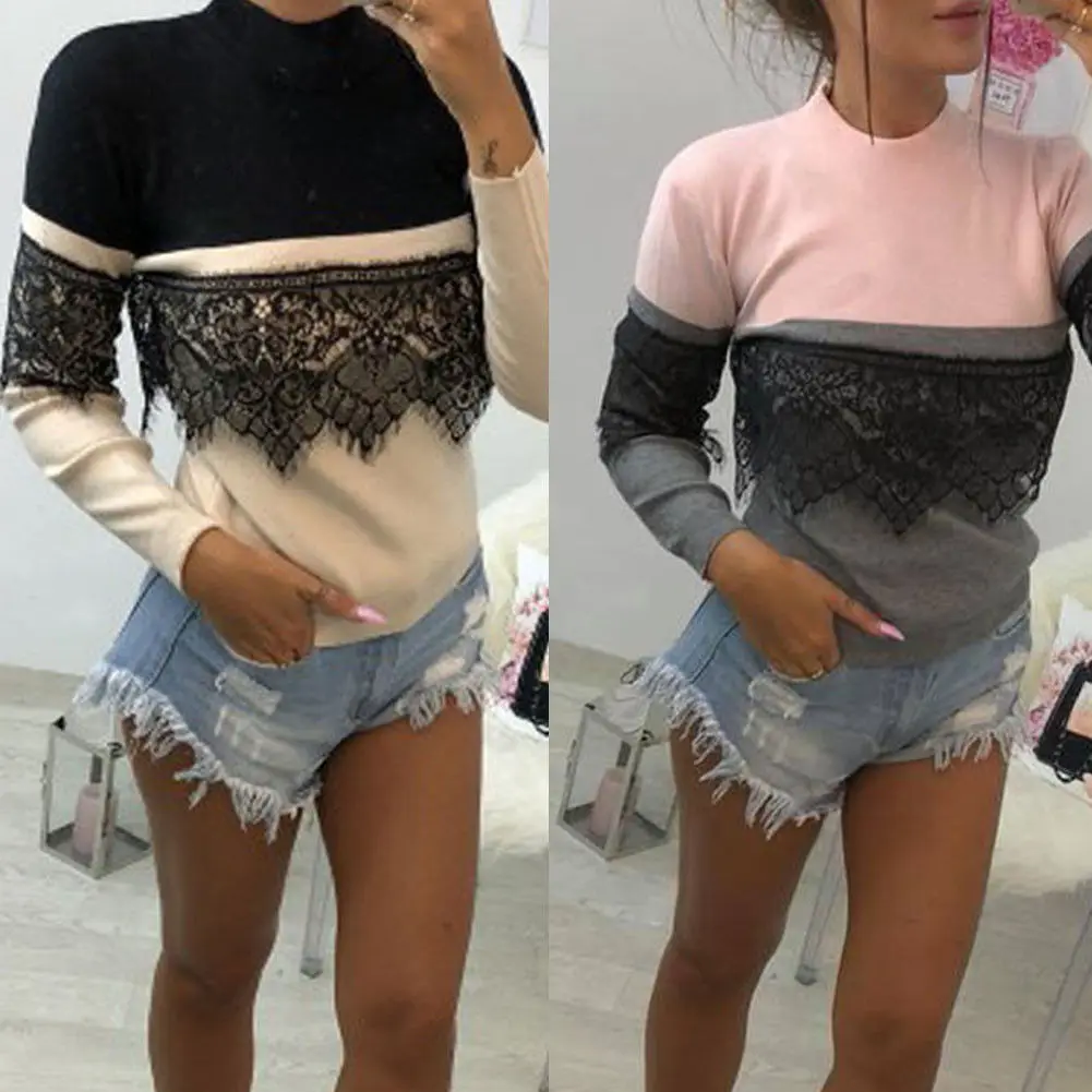 Women Ladies Autumn Long Sleeve Lace Casual Sweater Ladies Turtleneck Slim Tops Clothes Winter Autumn
Women Ladies Autumn Long Sleeve Lace Casual Sweater Ladies Turtleneck Slim Tops Clothes Winter Autumn