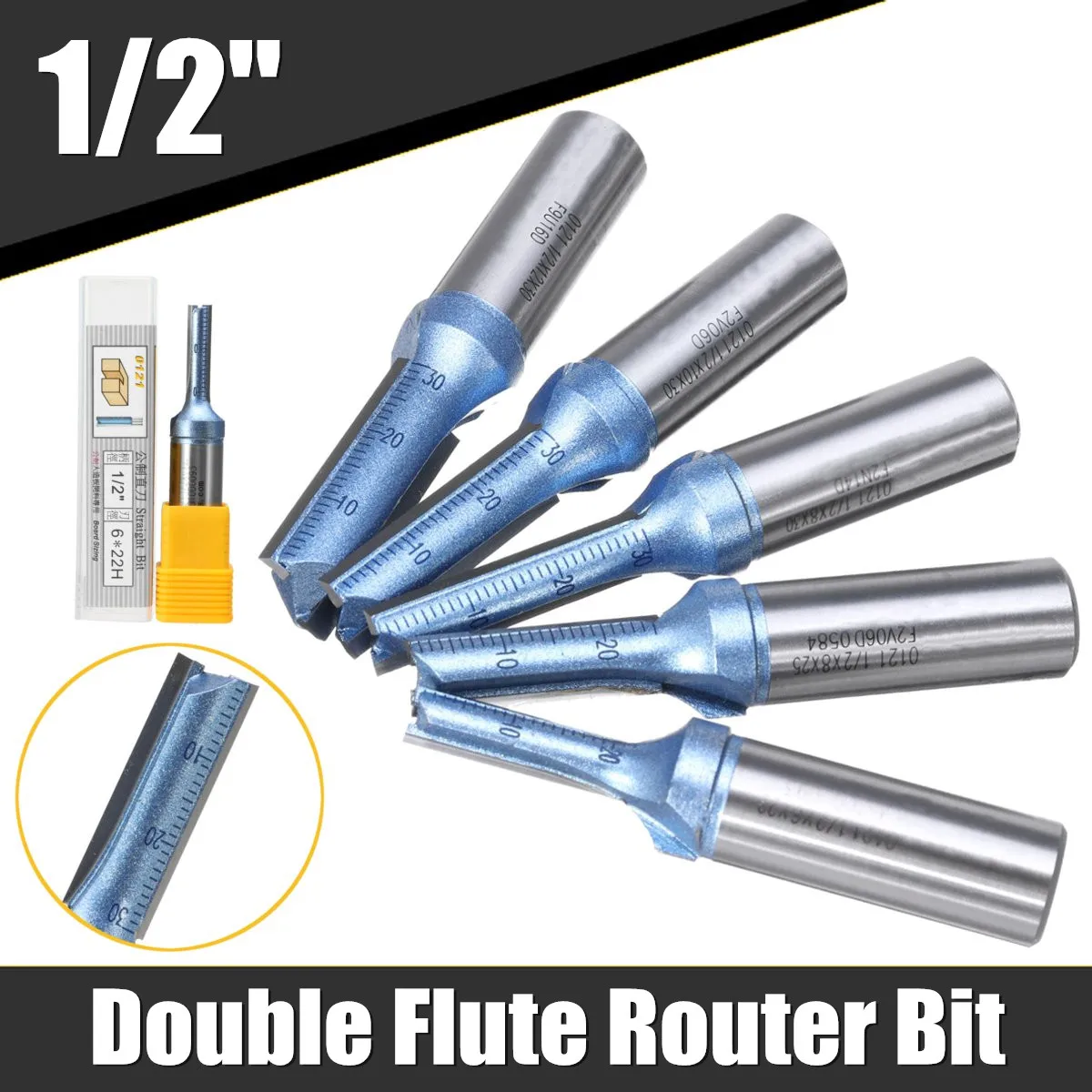 1Pcs 1/2'' Shank Double Flute Router Bit Straight Bit Slot Cutter Lathe Router Two Flute Endmill Milling Cutter Wood Cutting
1Pcs 1/2'' Shank Double Flute Router Bit Straight Bit Slot Cutter Lathe Router Two Flute Endmill Milling Cutter Wood Cutting
