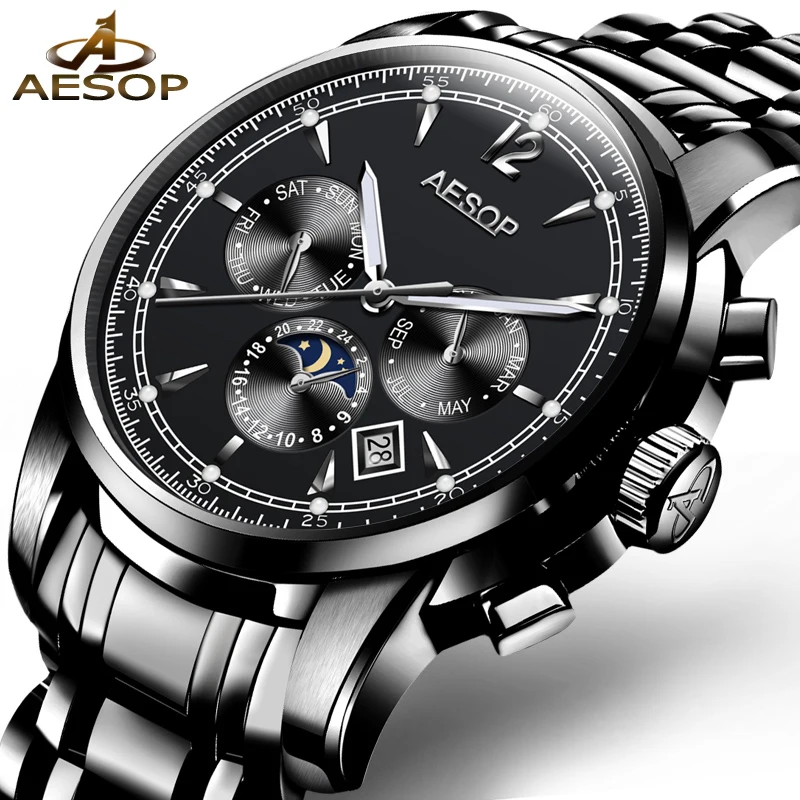 Aesop Brand Dress Watch Men Automatic Mechanical Wristwatch Male Clock Waterproof Relogio Masculino Hodinky Ceasuri 9029g
Aesop Brand Dress Watch Men Automatic Mechanical Wristwatch Male Clock Waterproof Relogio Masculino Hodinky Ceasuri 9029g
