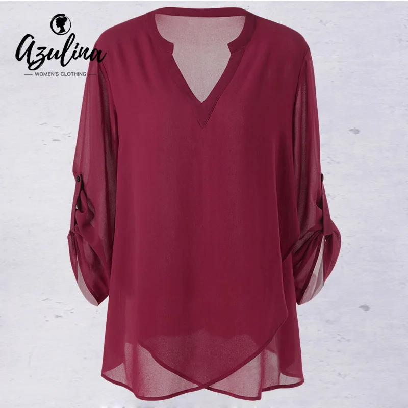 Rosegal Plus Size Split-Neck Adjustable Sleeve Blouse Casual Solid V Neck Long Sleeve Blouses Women Tops Fashion Lady Clothes
Rosegal Plus Size Split-Neck Adjustable Sleeve Blouse Casual Solid V Neck Long Sleeve Blouses Women Tops Fashion Lady Clothes