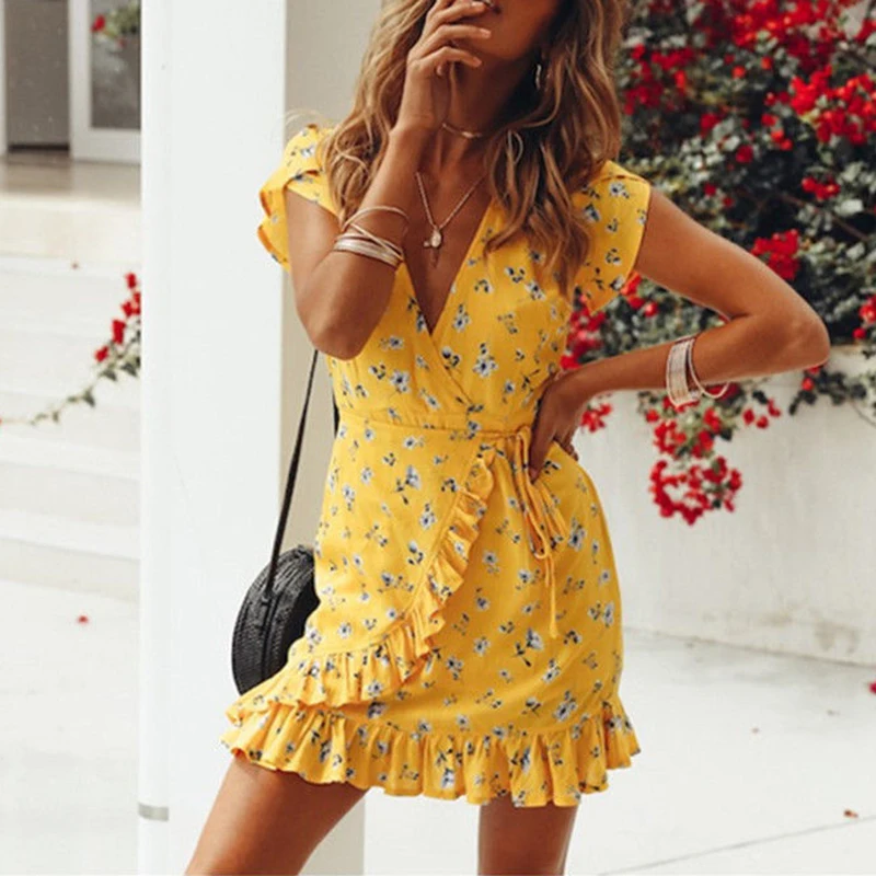 Women's Summer Dress Women Short Sleeve Sundress Woman Floral Printed Mini Dress Fashion Vestido Female Sexy V-Neck Boho Dresses
Women's Summer Dress Women Short Sleeve Sundress Woman Floral Printed Mini Dress Fashion Vestido Female Sexy V-Neck Boho Dresses