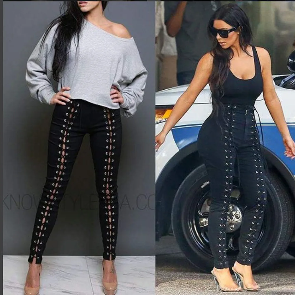 Fashion Lace Up Women Jeans Joggers Pant High Waist Stretch denim Sexy Skinny Hollow Out Open bandage Trouser ladies jeans
Fashion Lace Up Women Jeans Joggers Pant High Waist Stretch denim Sexy Skinny Hollow Out Open bandage Trouser ladies jeans