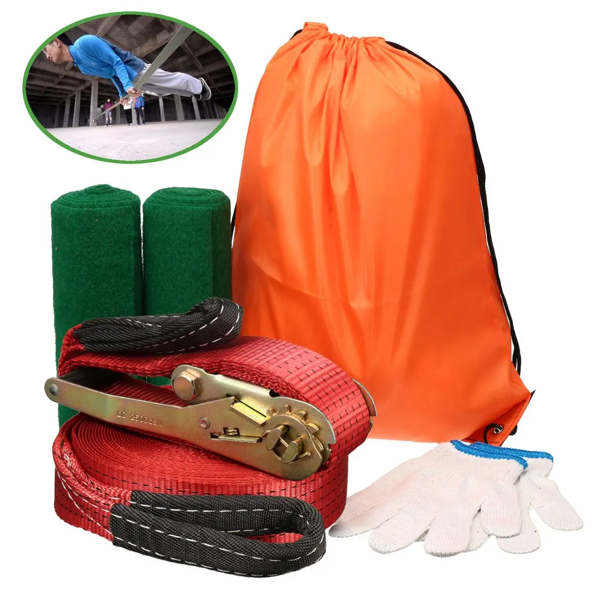 5cmx25m Slackline Kit With Tree Protectors Ratchet Arm Balance Trainer Sport Bag Outdoor Extreme Sports Climbing Accessories
5cmx25m Slackline Kit With Tree Protectors Ratchet Arm Balance Trainer Sport Bag Outdoor Extreme Sports Climbing Accessories