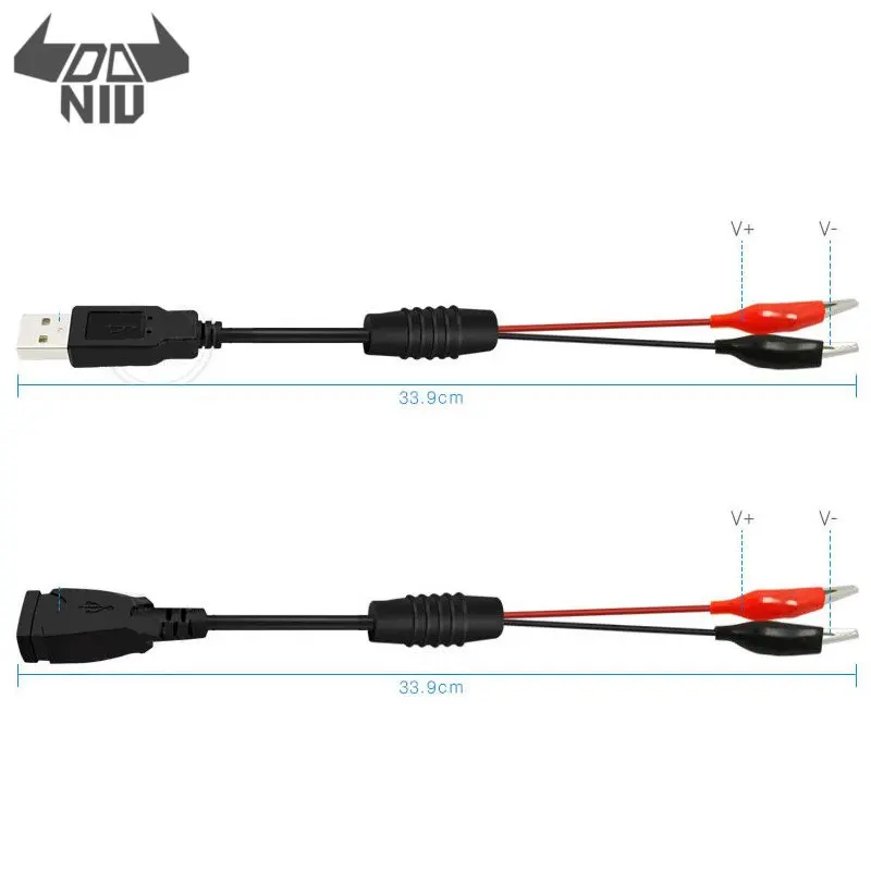 DANIU 2Pcs USB Alligator Clips Crocodile Wire Male/Female to USB Tester Detector DC Voltage Capacity Power Meter Ammeter
DANIU 2Pcs USB Alligator Clips Crocodile Wire Male/Female to USB Tester Detector DC Voltage Capacity Power Meter Ammeter
