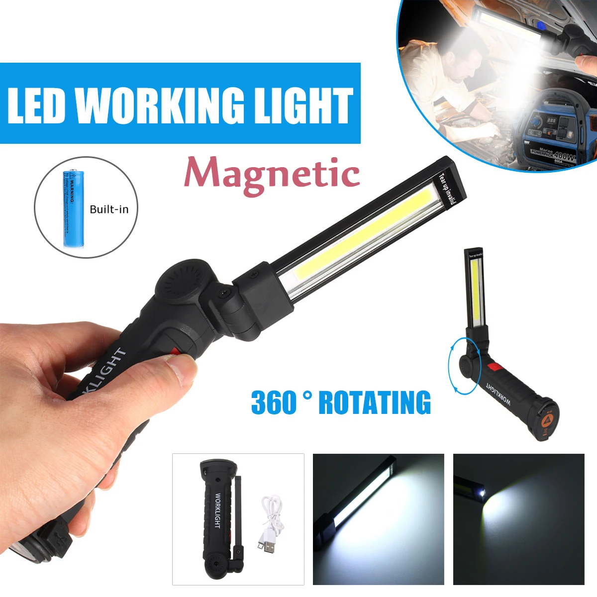 Portable COB LED Work Light USB Rechargeable Flashlight Magnetic COB Lanterna Torch Hanging Hook Lamp 18650 Battery Lantern
Portable COB LED Work Light USB Rechargeable Flashlight Magnetic COB Lanterna Torch Hanging Hook Lamp 18650 Battery Lantern