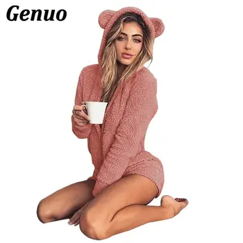 Warm Pajama Adults Lady Autumn Winter Hooded Rabbit Ear Fleece Long Sleeve Women Velvet Sleepwear Short Jumpsuit Pajamas Genuo
Warm Pajama Adults Lady Autumn Winter Hooded Rabbit Ear Fleece Long Sleeve Women Velvet Sleepwear Short Jumpsuit Pajamas Genuo