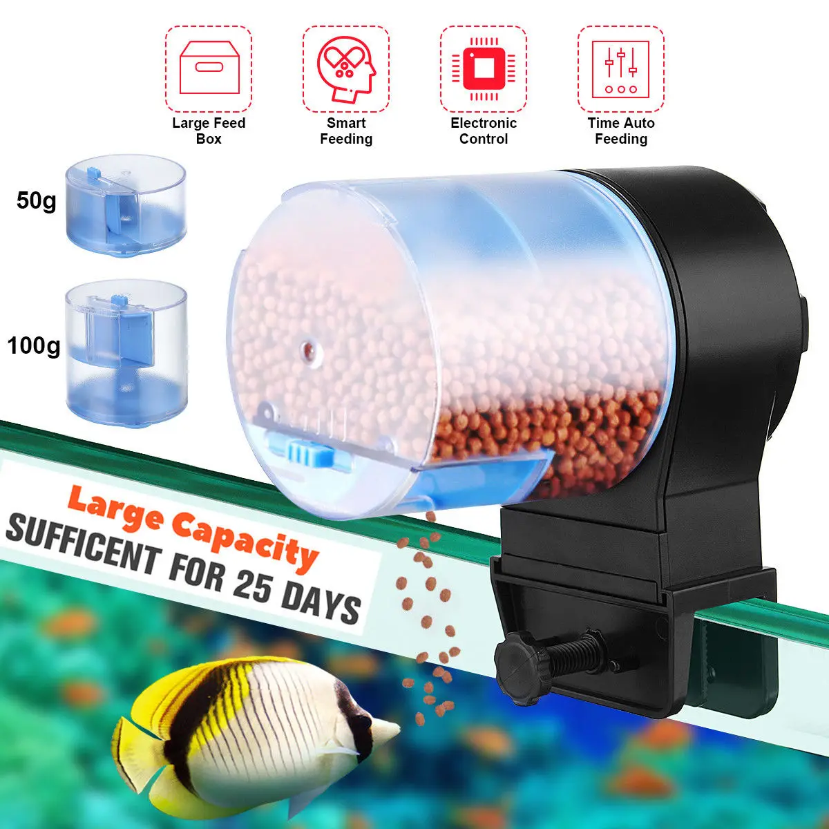 Aquarium Automatic Tank Fish Feeder Electronic Auto Fish Food Dispenser 100g Volume 8/12/24 Timer Food Feeding SunSun
Aquarium Automatic Tank Fish Feeder Electronic Auto Fish Food Dispenser 100g Volume 8/12/24 Timer Food Feeding SunSun