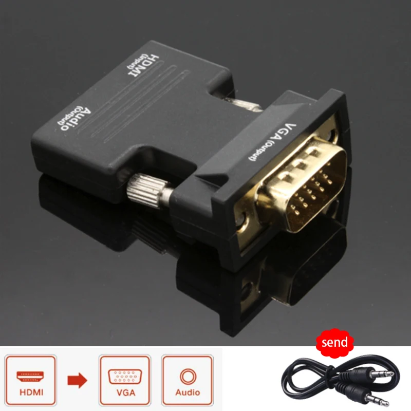 HDMI To VGA Adapter Support 1080P Signal Output For Computer Set-Top Box High Quality Send Audio Cable
HDMI To VGA Adapter Support 1080P Signal Output For Computer Set-Top Box High Quality Send Audio Cable