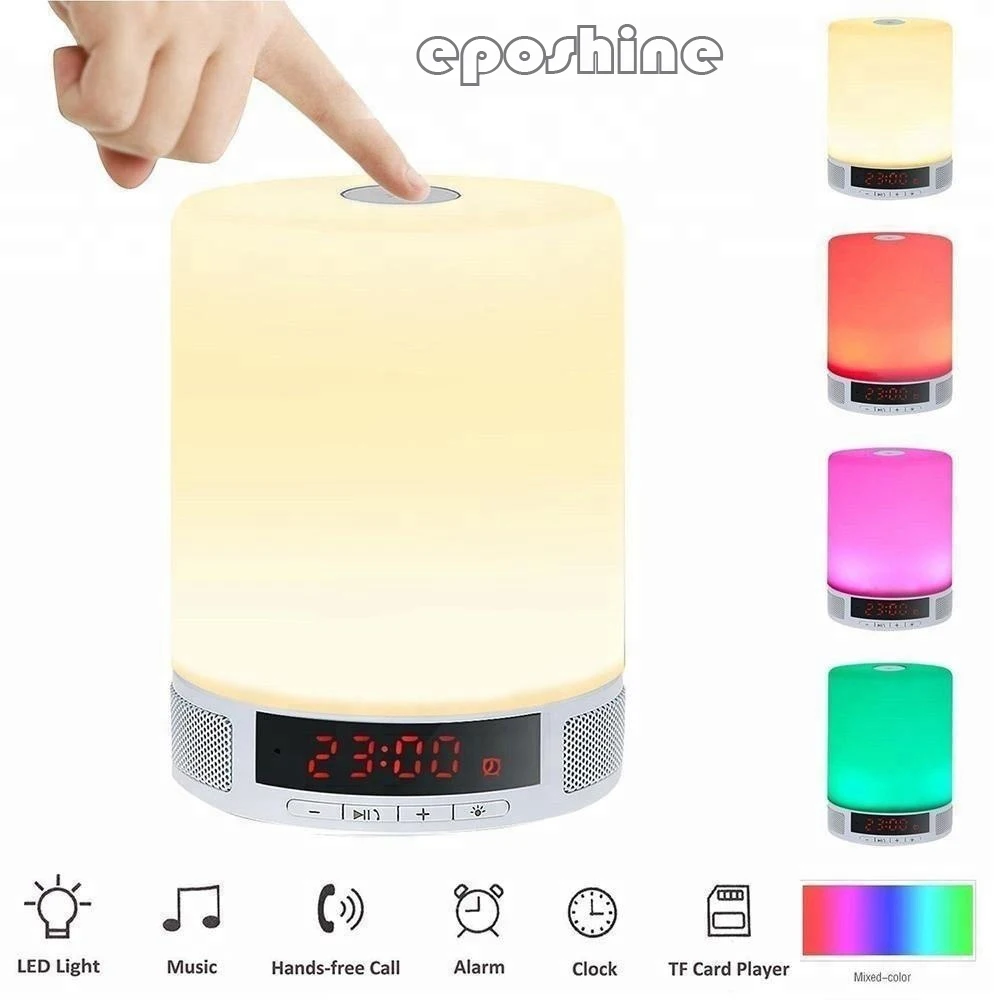 Touch colorful LED Bluetooth speaker wake up night light bedside lamp outdoor audio table lamp with alarm clock
Touch colorful LED Bluetooth speaker wake up night light bedside lamp outdoor audio table lamp with alarm clock