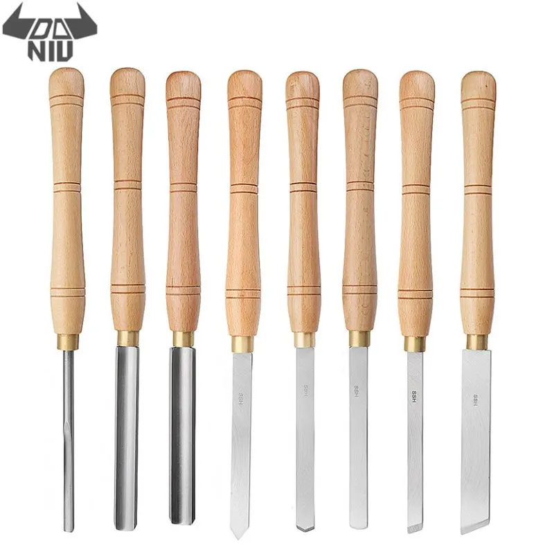 DANIU 8 Types Durable High Speed Steel Lathe Chisel Wood Turning Tool With Wood Handle Woodworking Tool
DANIU 8 Types Durable High Speed Steel Lathe Chisel Wood Turning Tool With Wood Handle Woodworking Tool