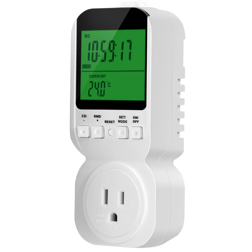 Timer Outlet Digital Programmable 20 Groups Countdown Random Timing Heat/Cold Mode Temperature US Plug new
Timer Outlet Digital Programmable 20 Groups Countdown Random Timing Heat/Cold Mode Temperature US Plug new