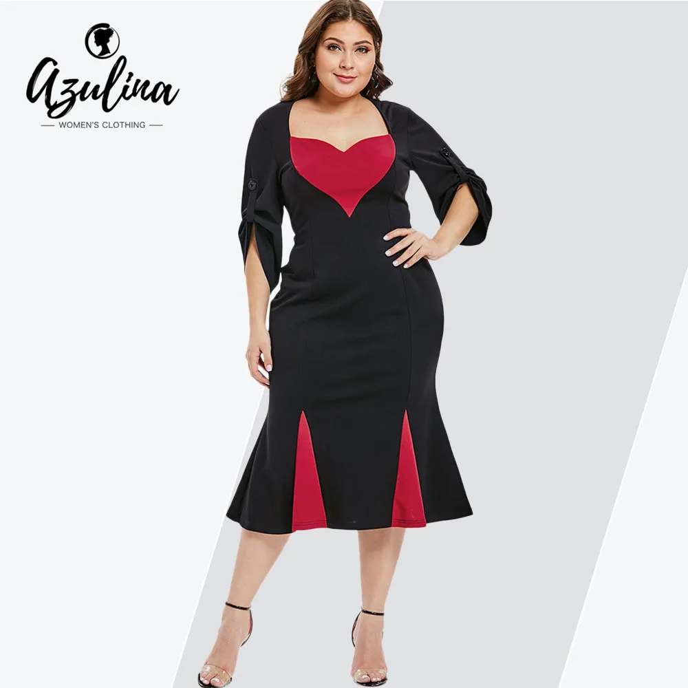 Rosegal Plus Size Two Tone Sweatheart Neck Mermaid Dress Women Roll Tab Sleeve Contrast Casual Trumpet Dress 5XL Party Vestidos
Rosegal Plus Size Two Tone Sweatheart Neck Mermaid Dress Women Roll Tab Sleeve Contrast Casual Trumpet Dress 5XL Party Vestidos