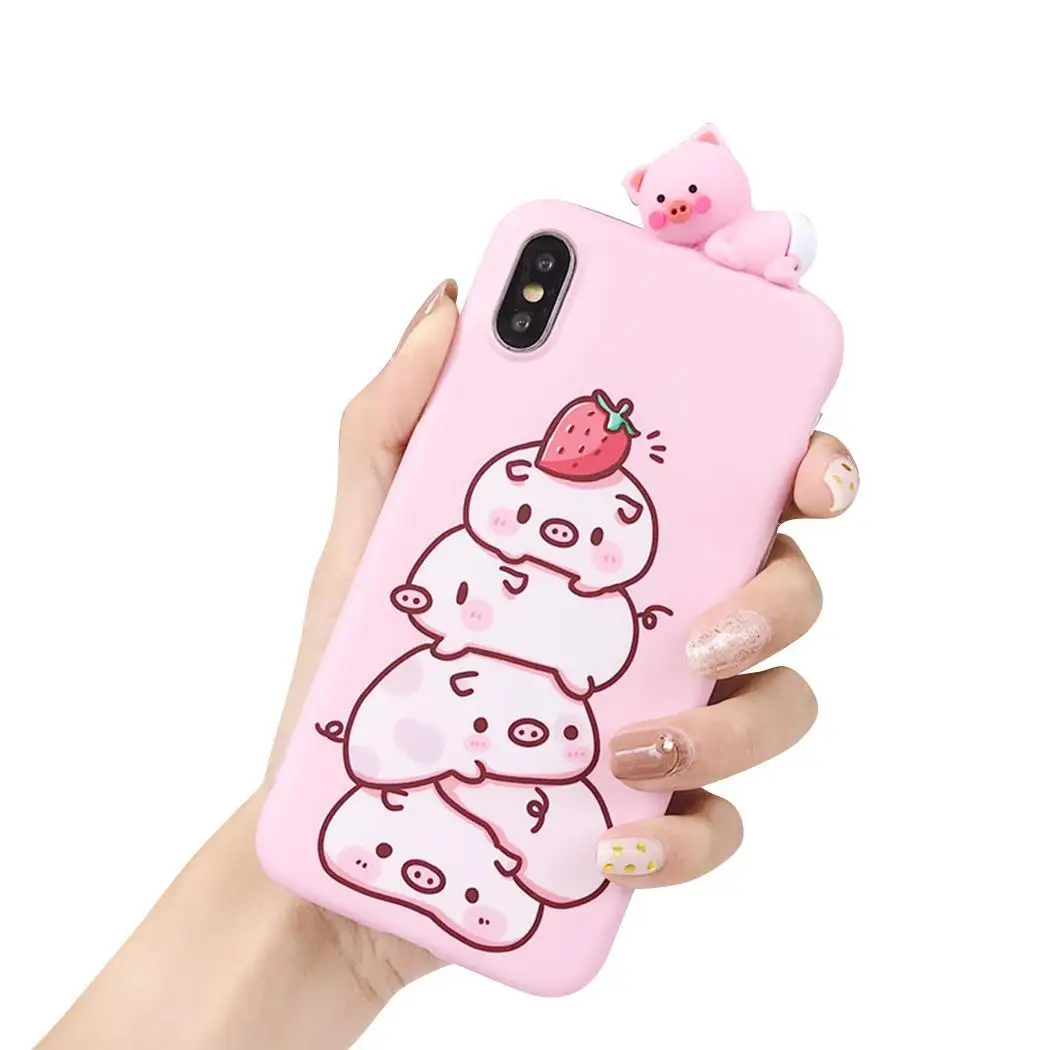 Мягкий чехол для телефона из ТПУ с милым мультяшным 3D животным рисунком iPhone