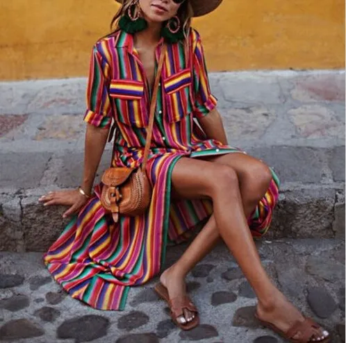 1PC Women Lady Party Stripe Long Dress Split Front Maxi Beach Dress Plus Size Loose Casual Summer Clothing
1PC Women Lady Party Stripe Long Dress Split Front Maxi Beach Dress Plus Size Loose Casual Summer Clothing
