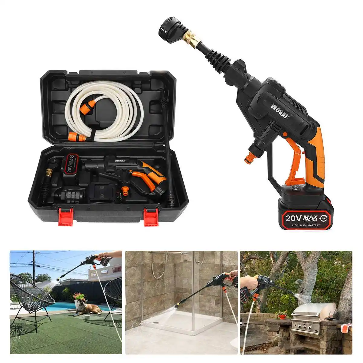 22bar 320PSI 4000mAh Lithium Electric High Pressure Washing Machine Rechargeable Car Washer Cordless Portable Water Cleaner Tool
22bar 320PSI 4000mAh Lithium Electric High Pressure Washing Machine Rechargeable Car Washer Cordless Portable Water Cleaner Tool
