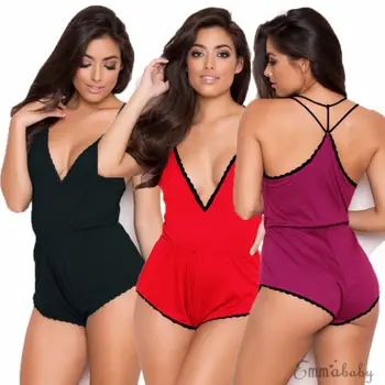 Women One-piece Sexy Bodysuit Ladies V-neck Lace Satin Nightwear Underwear Robe Sleepwear Clothing
Women One-piece Sexy Bodysuit Ladies V-neck Lace Satin Nightwear Underwear Robe Sleepwear Clothing