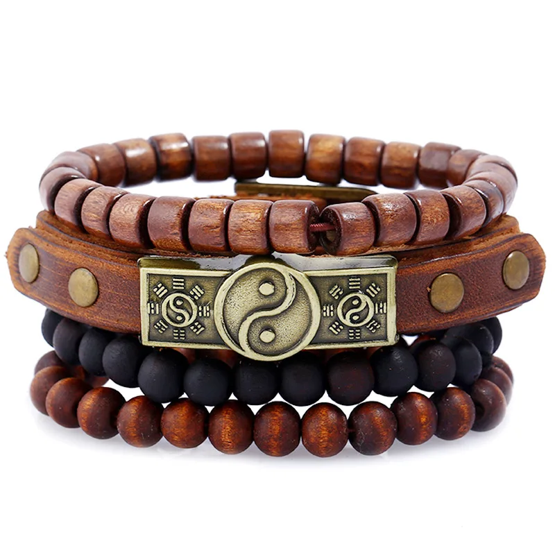 Punk Tai Chi Wood Bead Leather Bracelets Bangles Multilayer Wristband Vintage Handmade Bracelet Men Pulseira Masculina Jewelry
Punk Tai Chi Wood Bead Leather Bracelets Bangles Multilayer Wristband Vintage Handmade Bracelet Men Pulseira Masculina Jewelry