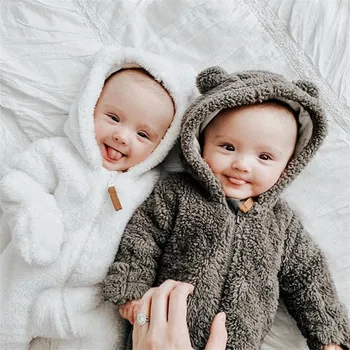Newborn Baby Girls Boys Fuzzy Thick Rompers Solid white zipper Hooded ropa Jumpsuit Winter Romper baby boy girl Clothes
Newborn Baby Girls Boys Fuzzy Thick Rompers Solid white zipper Hooded ropa Jumpsuit Winter Romper baby boy girl Clothes
