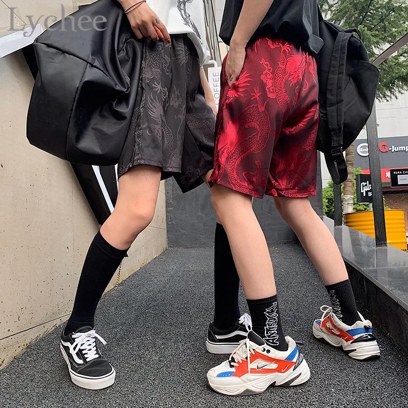 Lychee Harajuku Dark Dragon Print Female Shorts Pocket High Elastic Waist Above Knee Loose Summer Spring Women Shorts
Lychee Harajuku Dark Dragon Print Female Shorts Pocket High Elastic Waist Above Knee Loose Summer Spring Women Shorts
