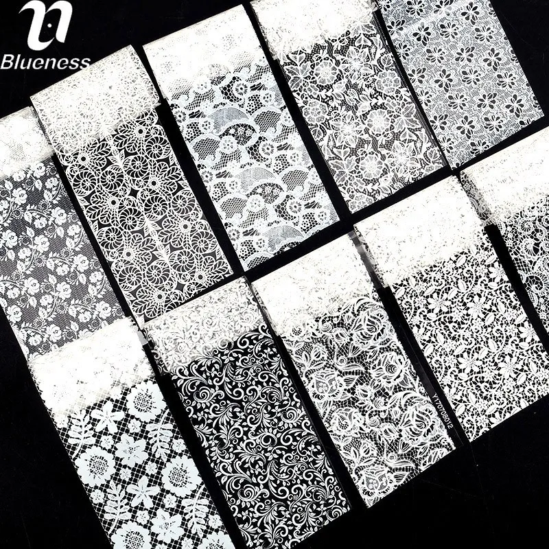 Blueness 10Roll/Set 3D Nail Art Decorations Decals Black White Lace Flowers Design Nails Foil Stickers Manicure Beauty Tools
Blueness 10Roll/Set 3D Nail Art Decorations Decals Black White Lace Flowers Design Nails Foil Stickers Manicure Beauty Tools