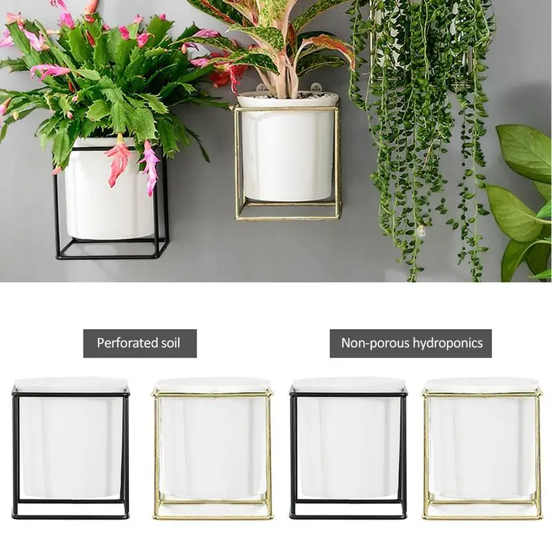 Wall Hanging Flowerpot Simple Water Hydroponics Ceramic Plant Pot Plants Vase With Iron Rack Garden Decoration Accessories
Wall Hanging Flowerpot Simple Water Hydroponics Ceramic Plant Pot Plants Vase With Iron Rack Garden Decoration Accessories