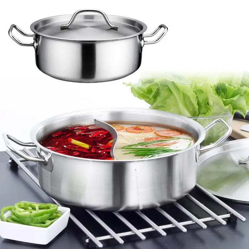 28cm Stainless Steel Hot Pot Thickened Bottom With Lid Divider Shabu Shabu Home Kitchen Dining Supply
28cm Stainless Steel Hot Pot Thickened Bottom With Lid Divider Shabu Shabu Home Kitchen Dining Supply