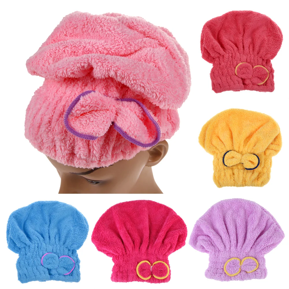 

6 Colors Microfiber Solid Quickly Dry Hair Hat Hair Turban Women Girls Ladies Cap Bathing Drying Towel Head Wrap Hat