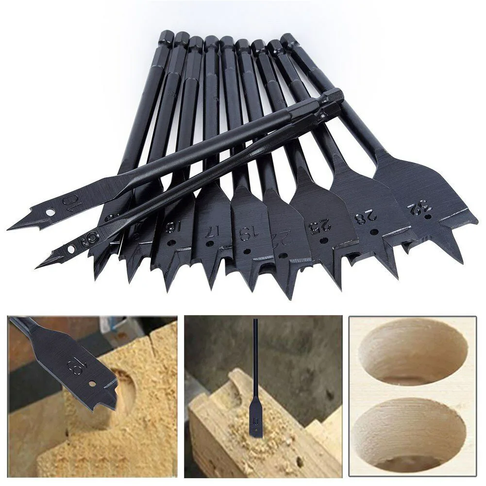 11pcs 6-32mm Practical Portable Long Flat Spade Drill Bit Set Easy Apply High Carbon Steel Cutting Professional DIY Woodworking 
11pcs 6-32mm Practical Portable Long Flat Spade Drill Bit Set Easy Apply High Carbon Steel Cutting Professional DIY Woodworking