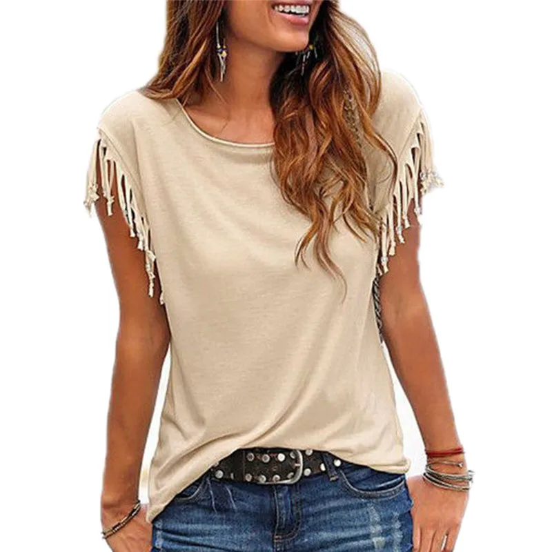 Women Cato Flower Casual Tassel T -shirt Mouwlless Effects Color Tea Short Mouw O -neck Women Clothing Used T-Shirt Summer
Women Cato Flower Casual Tassel T -shirt Mouwlless Effects Color Tea Short Mouw O -neck Women Clothing Used T-Shirt Summer
