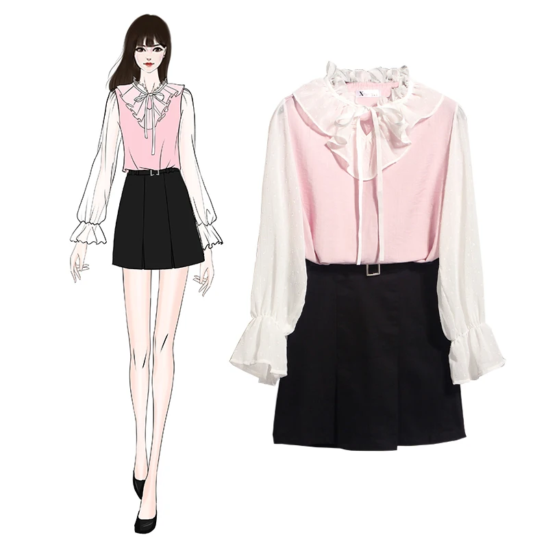 Korean fashion women bow chiffon shirt & black skirt 2019 spring new long sleeve shirts Skirts two-piece outfit vestido S M L
Korean fashion women bow chiffon shirt & black skirt 2019 spring new long sleeve shirts Skirts two-piece outfit vestido S M L