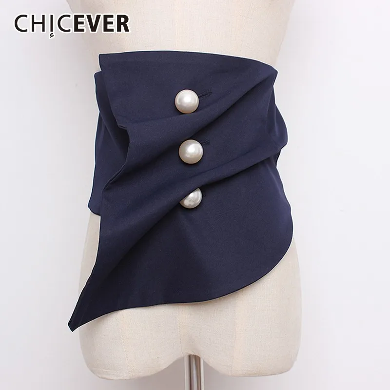 CHICEVER Pearls Button Female Belts Black Irregular Corset Wide Belt For Women Blouse Accessories Autumn Fashion Vintage Tide
CHICEVER Pearls Button Female Belts Black Irregular Corset Wide Belt For Women Blouse Accessories Autumn Fashion Vintage Tide