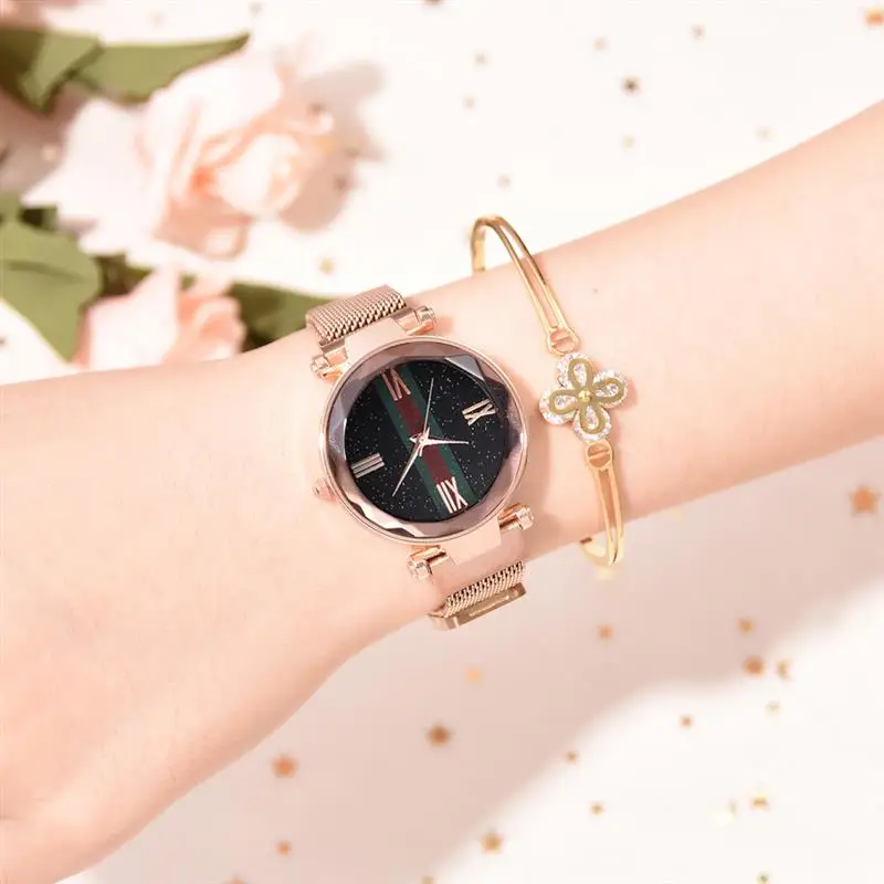 2019 Minimalsit женские Montre Роскошные Звездное небо часы золотые магнитные пряжки сетка
