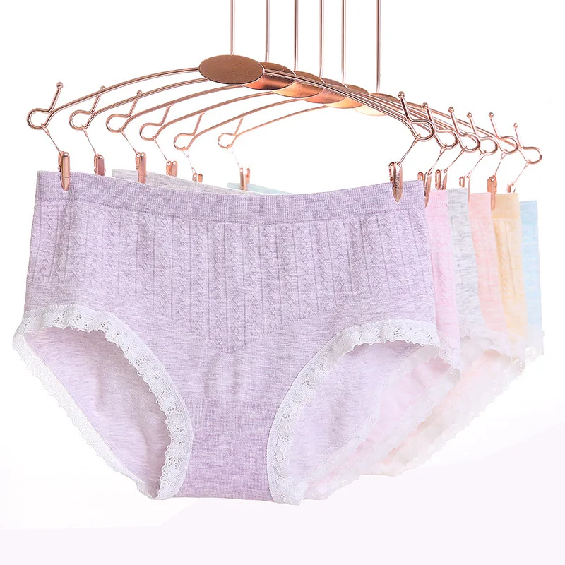 3Pcs/lot women panties Seamless Underpants Colored Cotton Lace Edge Maɺm Pure Briefs Girl Hips Abdomen Shorts 2019 |