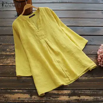 ZANZEA Women Vintage V Neck 3/4 Sleeve Shirt 2020 Summer Blouse Casual Solid Cotton Linen Blusas Female Elegant Work OL Tops
ZANZEA Women Vintage V Neck 3/4 Sleeve Shirt 2020 Summer Blouse Casual Solid Cotton Linen Blusas Female Elegant Work OL Tops
