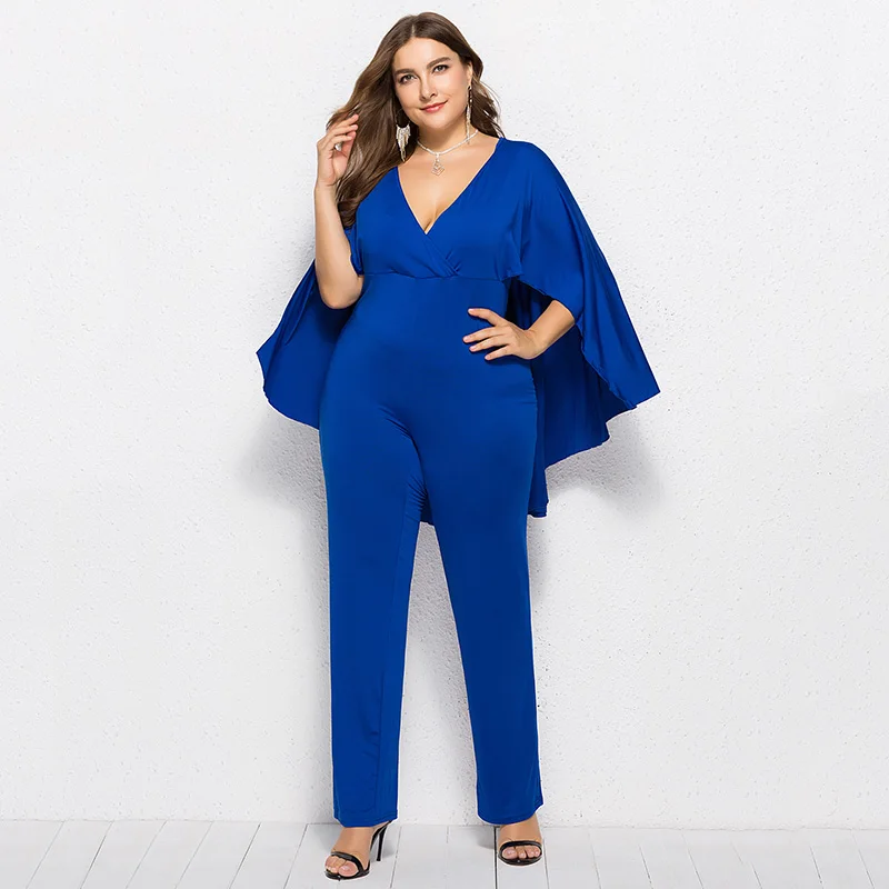 Plus Size 3XL Women Fashion Jumpsuit Plunge V Neck Batwing Sleeve Cape Back Long Pants Autumn Casual Female Playsuit Rompers
Plus Size 3XL Women Fashion Jumpsuit Plunge V Neck Batwing Sleeve Cape Back Long Pants Autumn Casual Female Playsuit Rompers