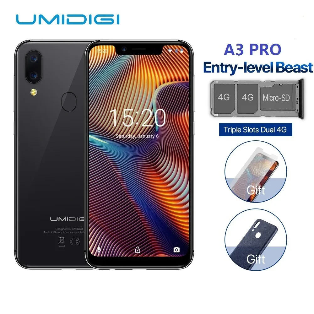 

UMIDIGI A3 Pro Global Band 5.7"19:9 FullScreen smartphone 3GB+32GB Quad core Android 8.1 12MP+5MP Face Unlock Dual 4G In stock