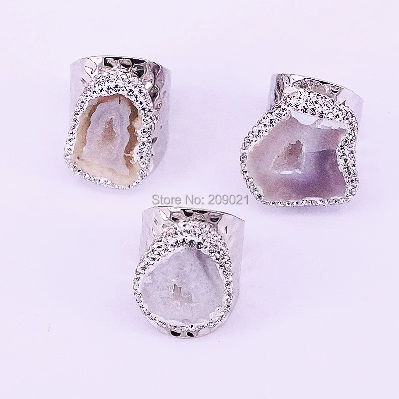 8Pcs Jewelry Nature Geode Quartz Stone Rings, Silver Electroplated Crystal Rhinestone Adjustable Cuff Rings
8Pcs Jewelry Nature Geode Quartz Stone Rings, Silver Electroplated Crystal Rhinestone Adjustable Cuff Rings