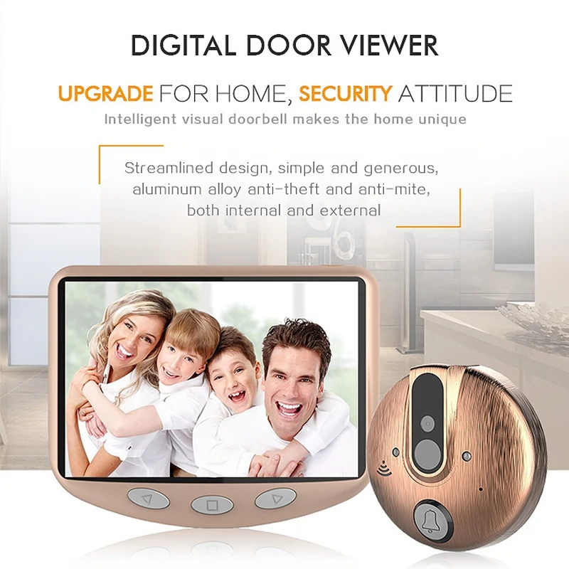 4.3 Inch Lcd Color Screen Video-Eye Door Viewer Ir Night-Vision Visual Peephole Camera Photo / Video Digital Doorbell Cam | Безопасность