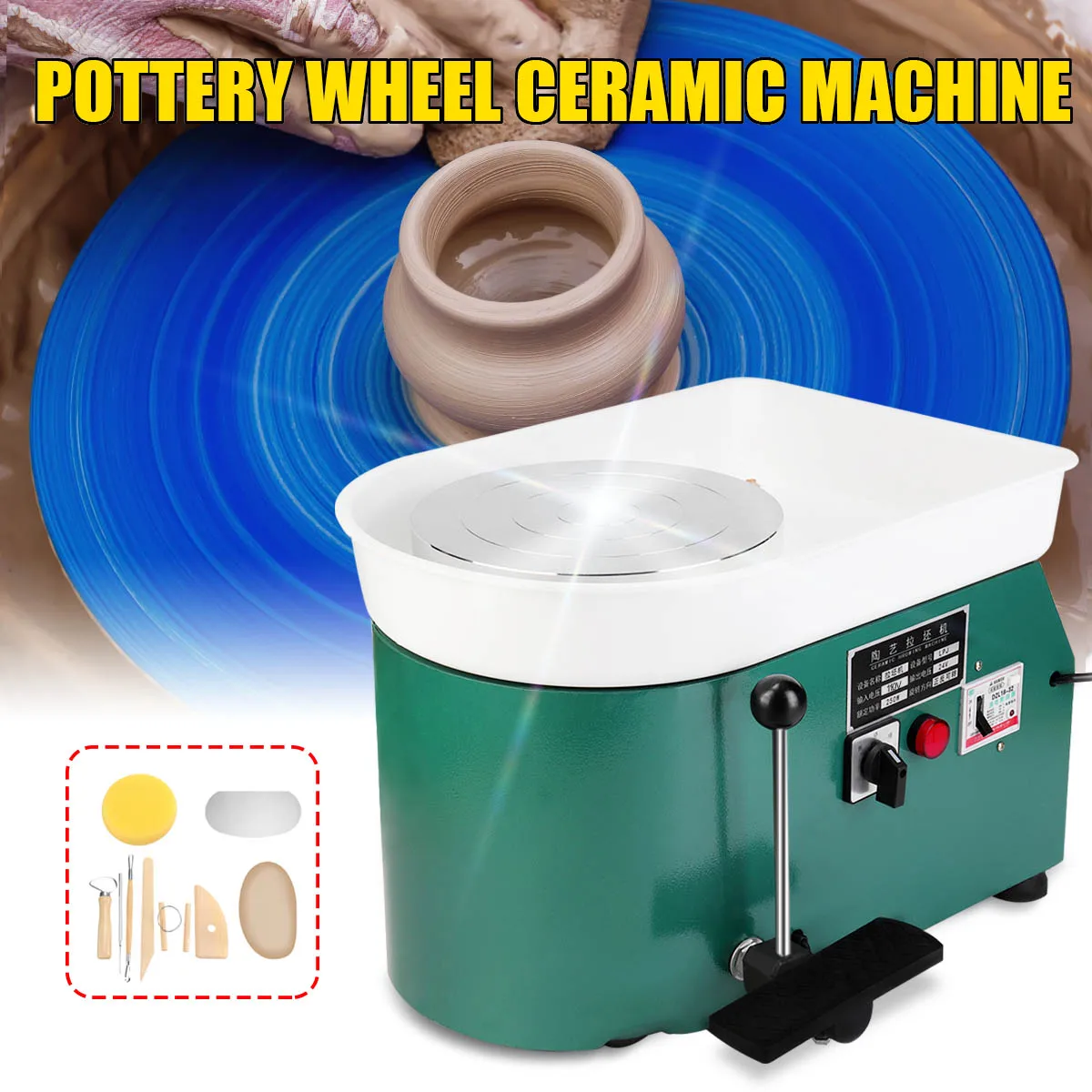 350W 110V US Elegant Green Electric Pottery Wheel Machine Accessory Ceramics Clay Tool Foot Pedal Art Craft
350W 110V US Elegant Green Electric Pottery Wheel Machine Accessory Ceramics Clay Tool Foot Pedal Art Craft