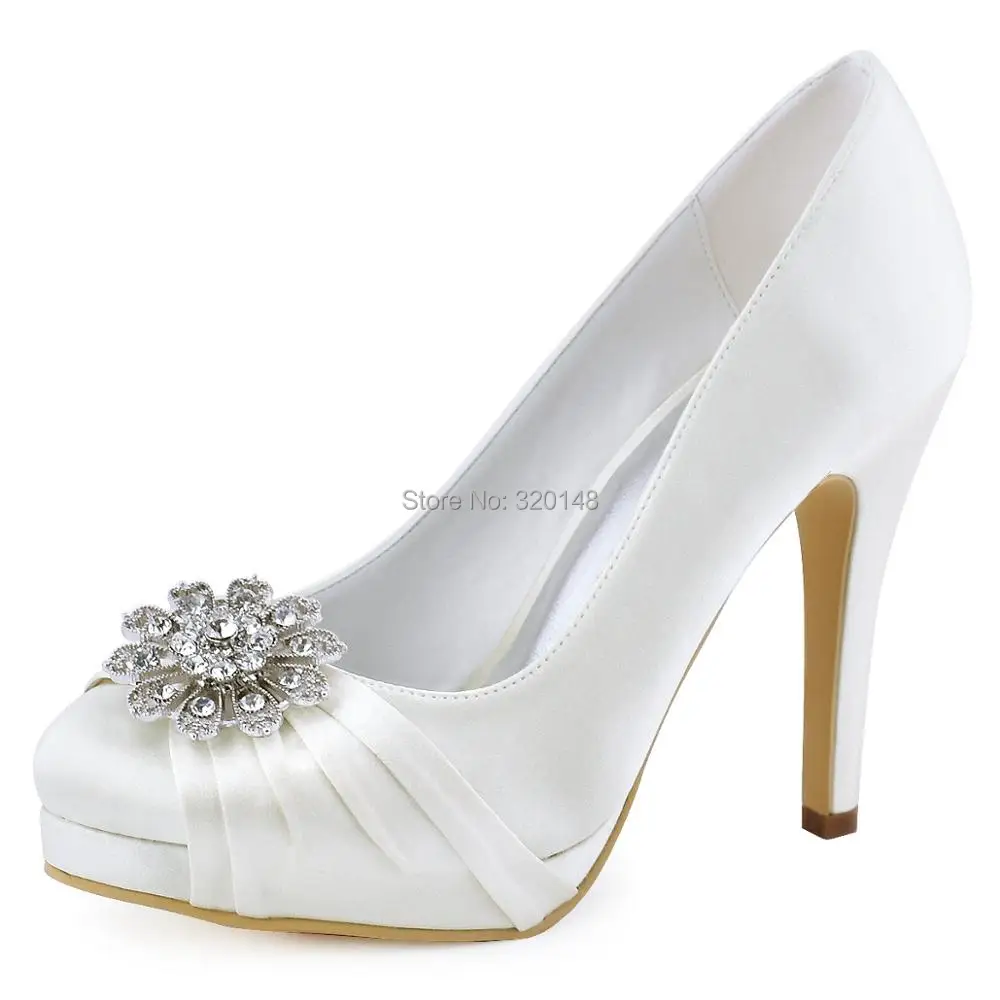 Женская обувь белого цвета и слоновой кости Свадебные атласные вечерние