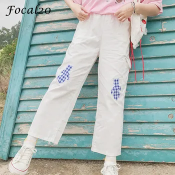 Focal20 Japan Style Plaid Bear Patch Female Trousers Pants High Elastic Waist Loose Summer Spring Pocket Women Trousers Pants
Focal20 Japan Style Plaid Bear Patch Female Trousers Pants High Elastic Waist Loose Summer Spring Pocket Women Trousers Pants