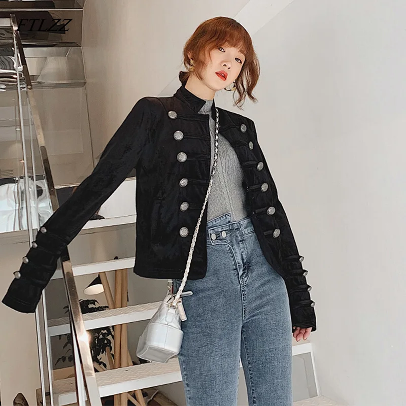 FTLZZ Velvet Jacket 2019 New Autumn Women's Jacket Coat Slim Short Military Outwear Female Double Breasted Jacket
FTLZZ Velvet Jacket 2019 New Autumn Women's Jacket Coat Slim Short Military Outwear Female Double Breasted Jacket