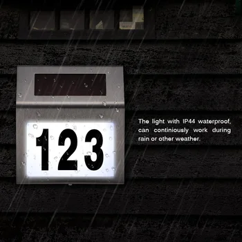 Outdoor Solar Doorplate Light Stainless Solar Powered Illumination Wall Lamp House Street Alphanumeric Number Light
Outdoor Solar Doorplate Light Stainless Solar Powered Illumination Wall Lamp House Street Alphanumeric Number Light