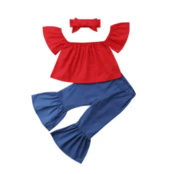 Toddler Kids Baby Girl Off Shoulder Tops Flared Pants Headband 3Pcs Outfits Set Clothes Girls Baby Summer Sunsuit Clothing Suits
Toddler Kids Baby Girl Off Shoulder Tops Flared Pants Headband 3Pcs Outfits Set Clothes Girls Baby Summer Sunsuit Clothing Suits
