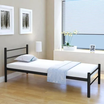 

VidaXL Modern Simple Bed Frame Metal Black Iron Art Sheet Person Powder-Coated Frame High-Quality Mattress 90x200 Cm