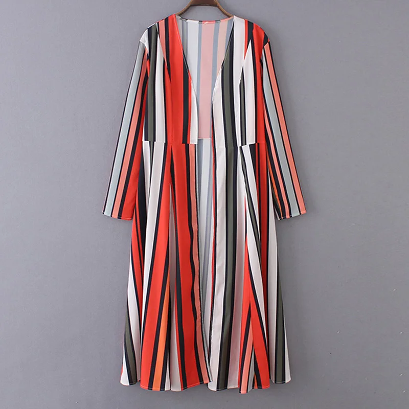 Women Long Chiffon Kimono Cardigan Striped Long Sleeve Cardigan Boho Cover Up Loose Casual Beachwear Sunproof Blouses blusas
Women Long Chiffon Kimono Cardigan Striped Long Sleeve Cardigan Boho Cover Up Loose Casual Beachwear Sunproof Blouses blusas