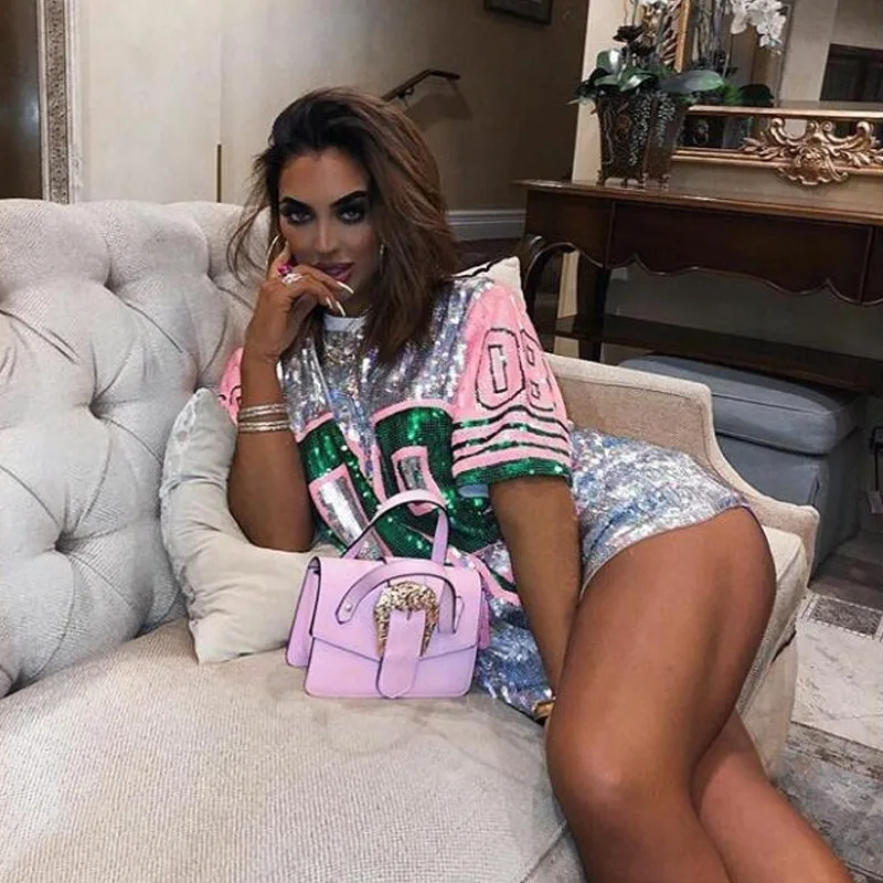 2019 Summer Women Street Fashion Letter Sexy Sequins T Shirt Sexy Silver Gold Short Sleeve Party Wear T Shirts
2019 Summer Women Street Fashion Letter Sexy Sequins T Shirt Sexy Silver Gold Short Sleeve Party Wear T Shirts