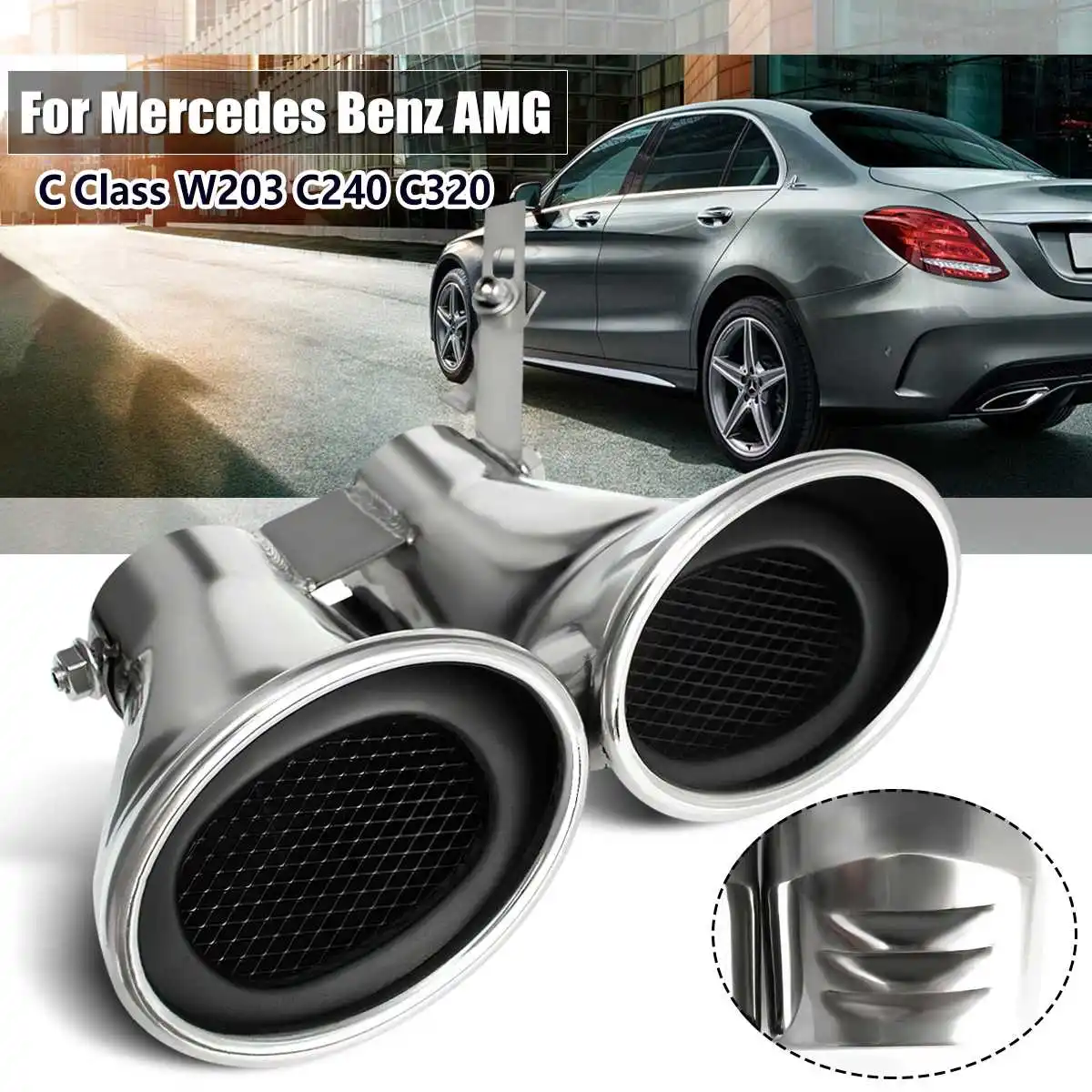 New Car Auto Rear Tail Throat Liner Stainless Steel Dual Exhaust Muffler Pipe For MERCEDES-BENZ -AMG C Class W203 C240 C320
New Car Auto Rear Tail Throat Liner Stainless Steel Dual Exhaust Muffler Pipe For MERCEDES-BENZ -AMG C Class W203 C240 C320