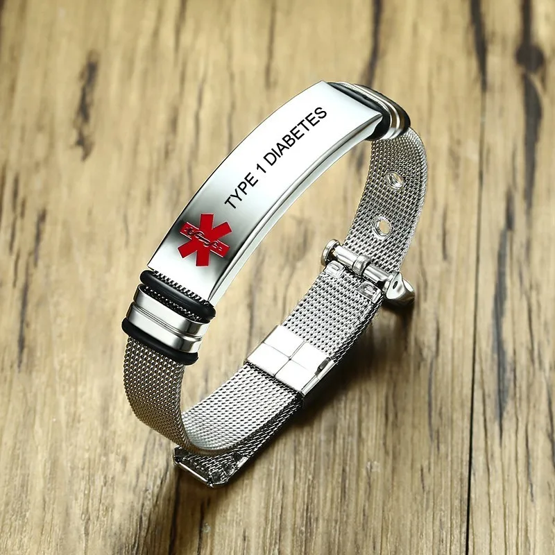 US Dropshopping TYPE 1 DIABETES Milanese Loop Stainless Steel Medical Alert ID Bracelet for Men Engraving TYPE 2 DIABETES
US Dropshopping TYPE 1 DIABETES Milanese Loop Stainless Steel Medical Alert ID Bracelet for Men Engraving TYPE 2 DIABETES