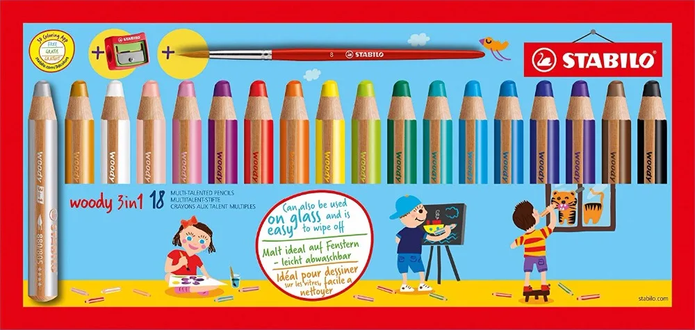 Stabilo Woody Color Pencils Universal Genius 3 In 1 Crayon& Watercolor&Wax Crayon In One Pencil 10 mm Lead 6/10/18 Colors Set
Stabilo Woody Color Pencils Universal Genius 3 In 1 Crayon& Watercolor&Wax Crayon In One Pencil 10 mm Lead 6/10/18 Colors Set